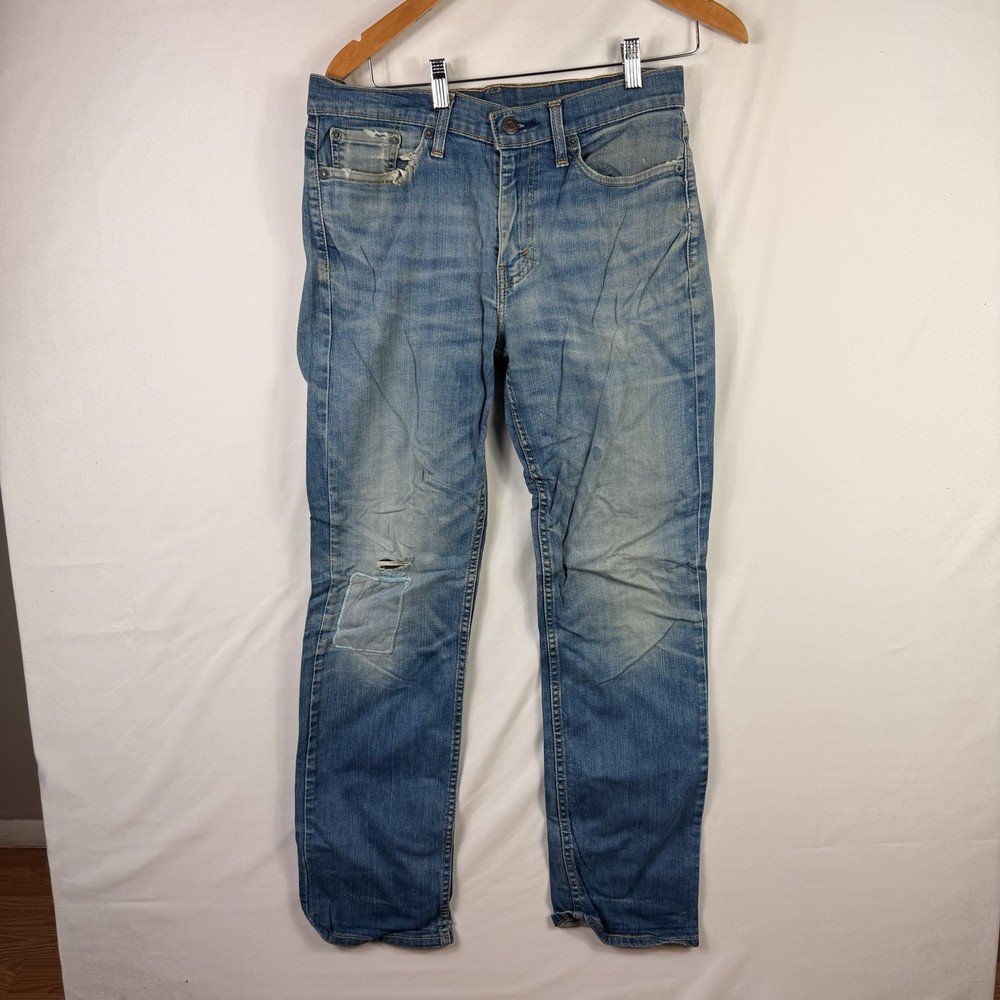 Levi's 514 Jeans Men's 30x32 Straight Fit Stretch Blue Light Wash Denim