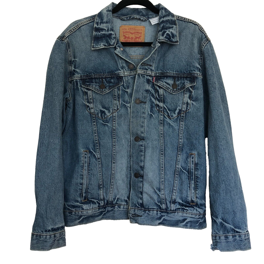 Levi's Trucker Jacket Mens Size M Blue Denim Medium Wash Button Closure