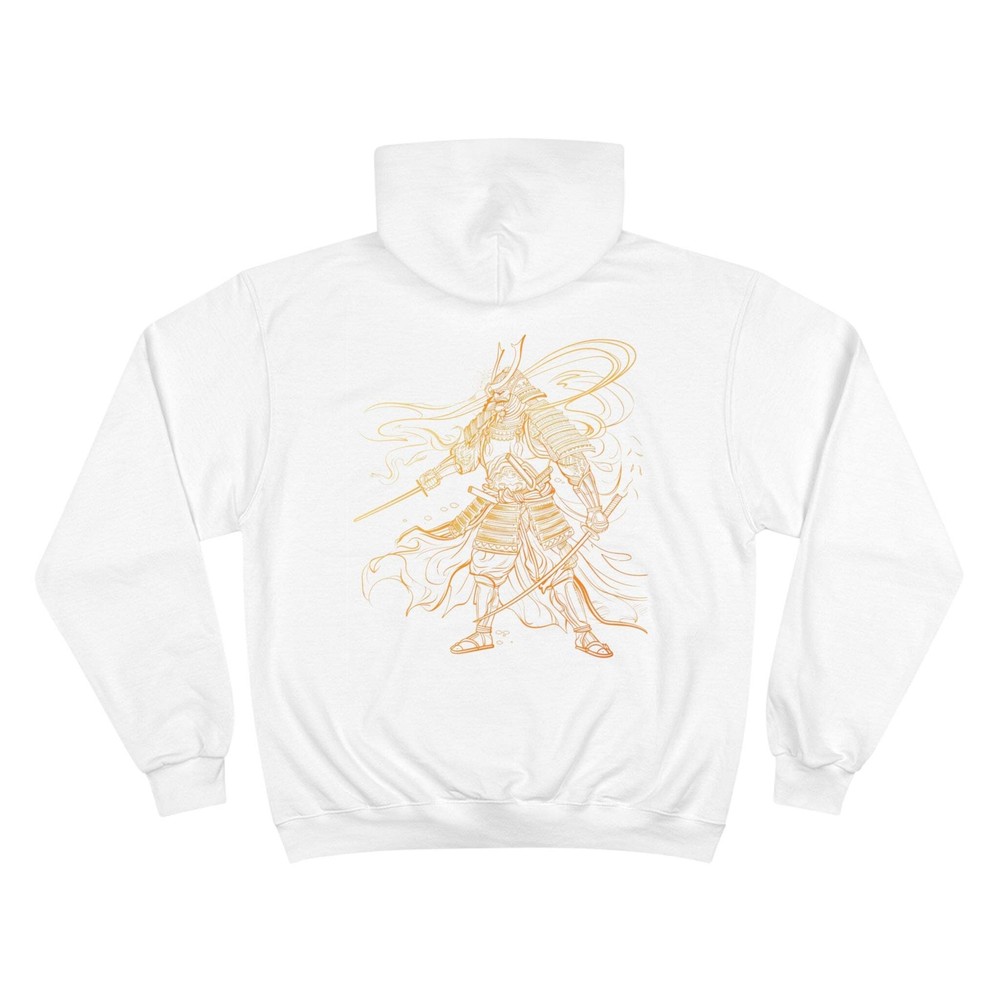 Dynamic Samurai Warrior - Japanese Art Gold Edition Champion Eco Hoodie in White