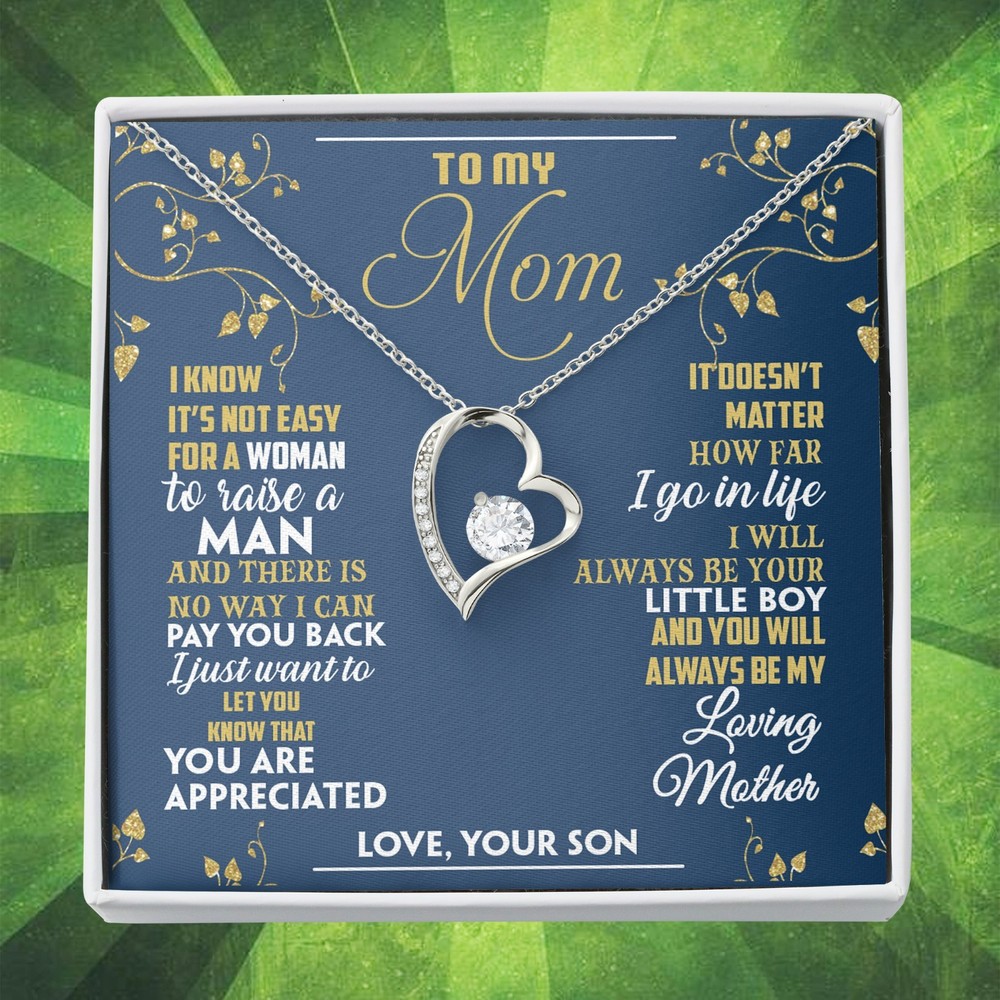 Heartfelt Mom Necklace Gift From Son With Message Card For Mother's Day