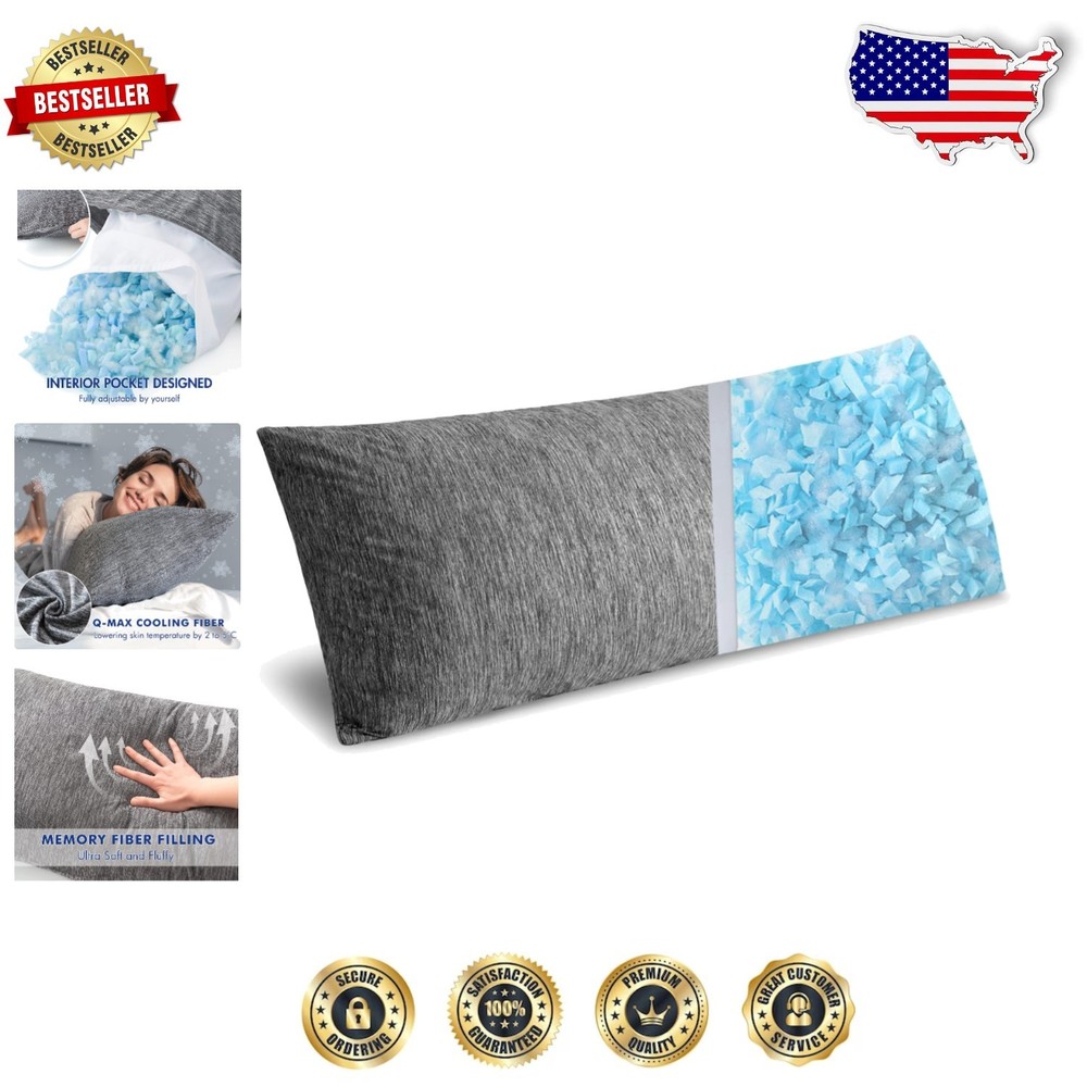 Grey 20x60 Memory Foam Body Pillow for Ultimate Relaxation