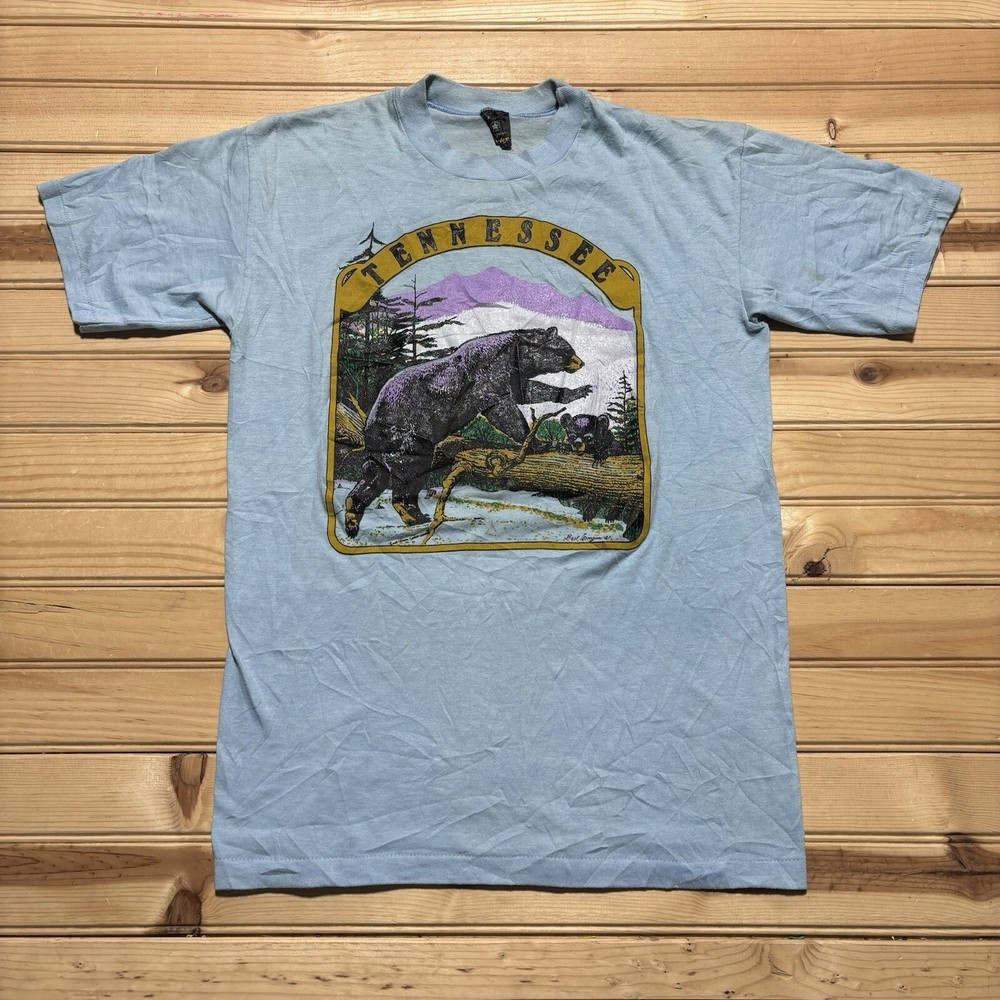 Vintage 80s Black Bear Tennessee Wildlife Nature Outdoors Shirt Size Medium
