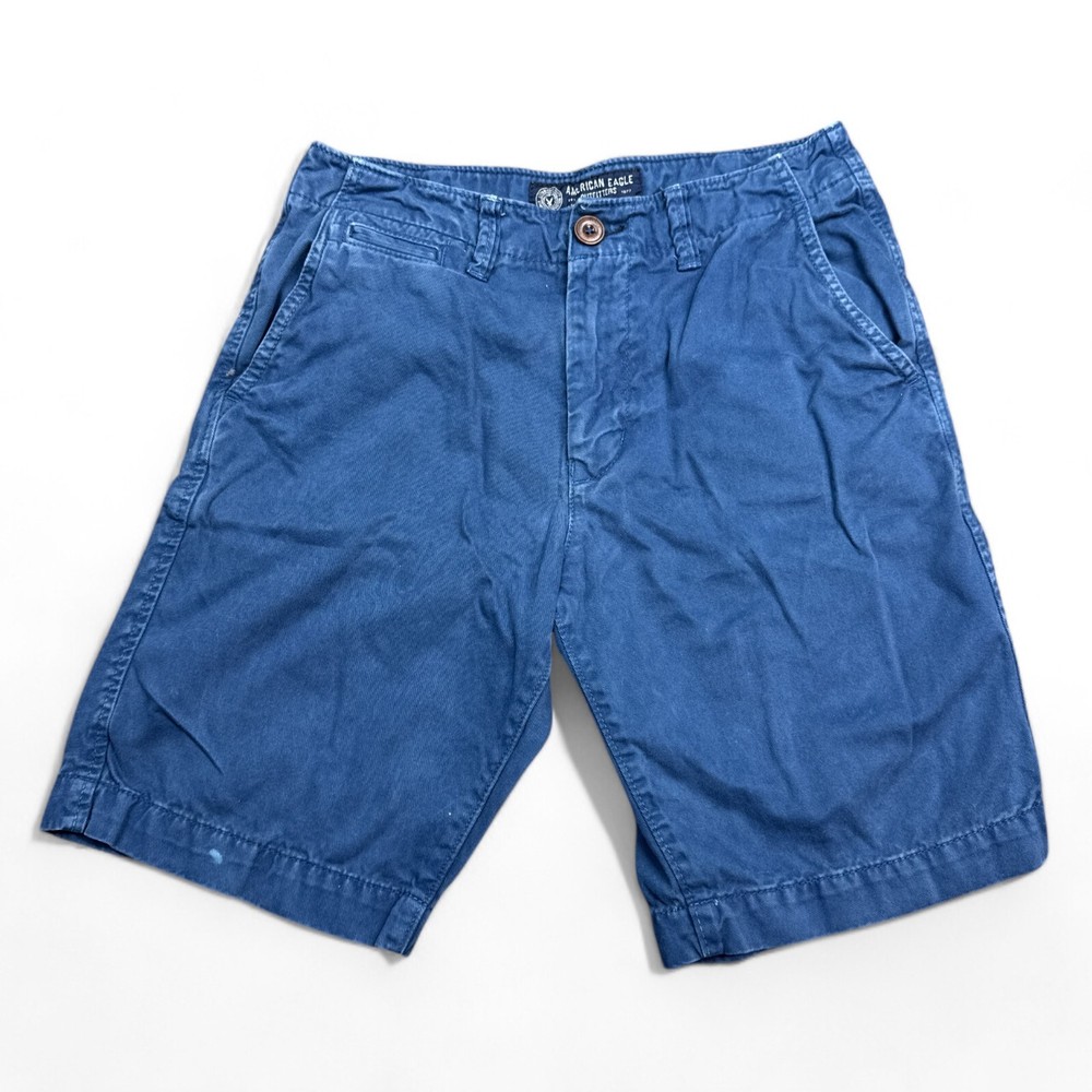 American Eagle Classic Chino Shorts Mens Size 28 Blue Cotton Stretch Casual