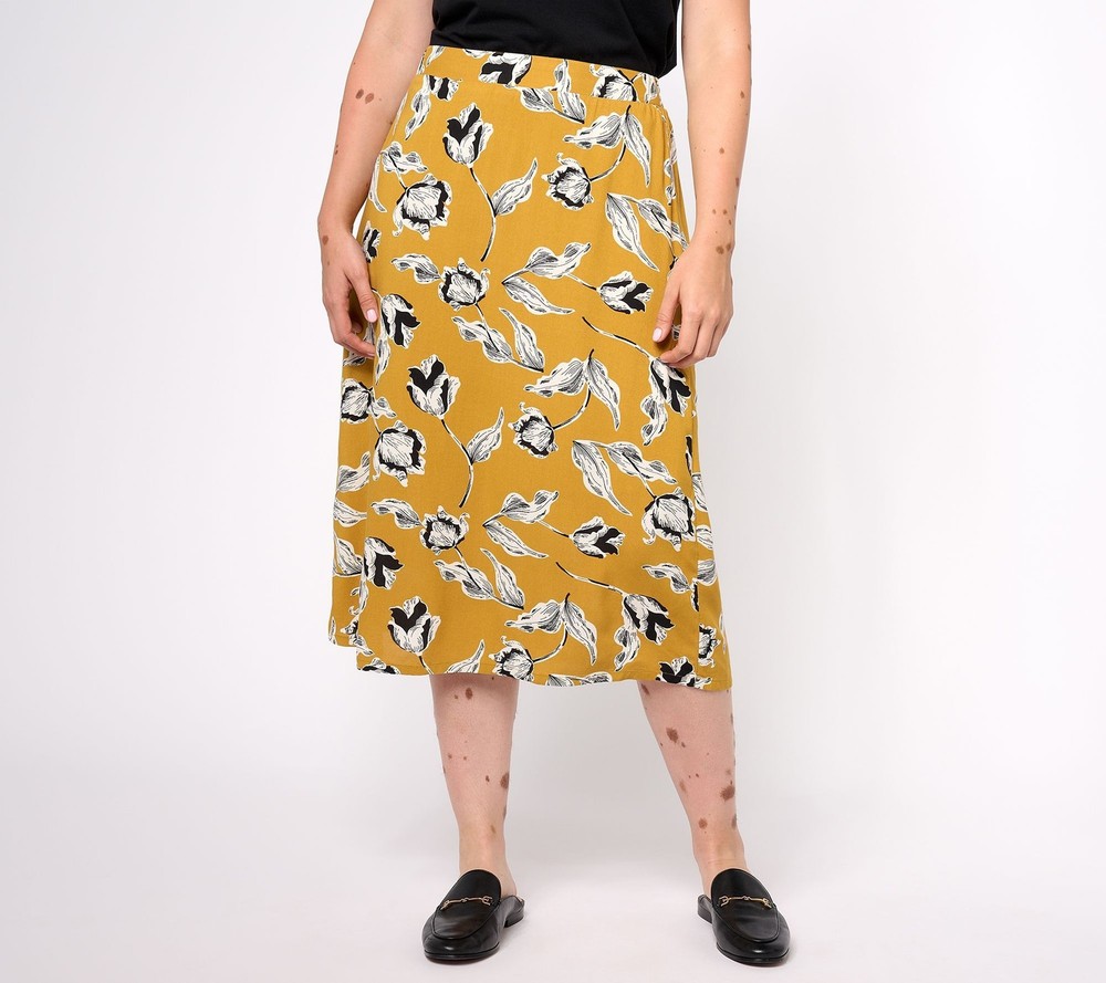 Anybody Women's Petite Skirt 1XP Pull-On Printed Midi Multi-colored A623868