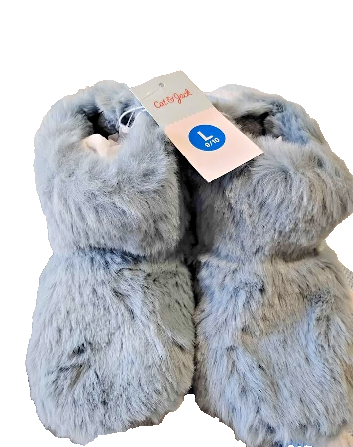 Super Soft Kids Faux Fur Slippers Y9-10 Blue Cozy House Shoes Toddler Youth