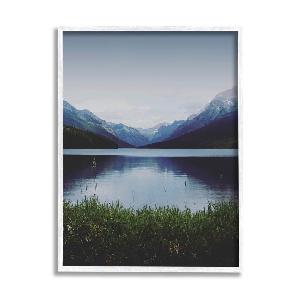 Dark Mountain Landscape White Framed Giclee Art Design by Annie Bailey Art
