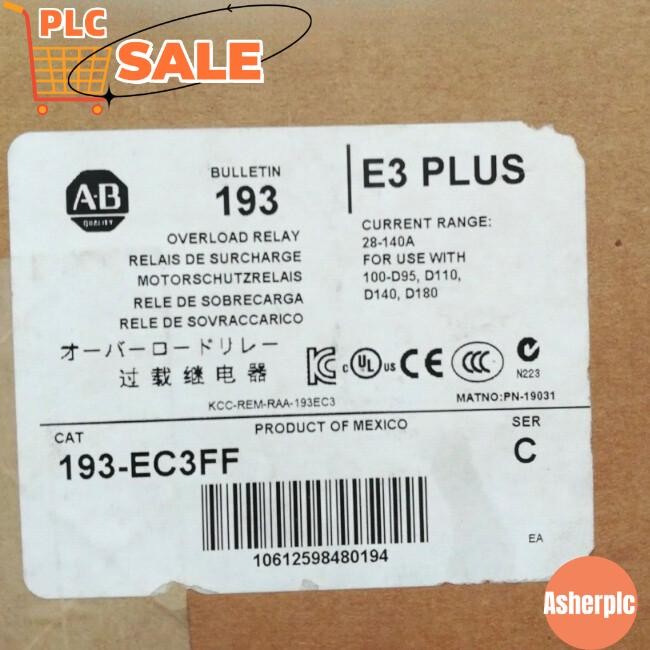 ALLEN BRADLEY 193-EC3FF E3 Plus 28-140 A Overload Relay NEW US Free Tax