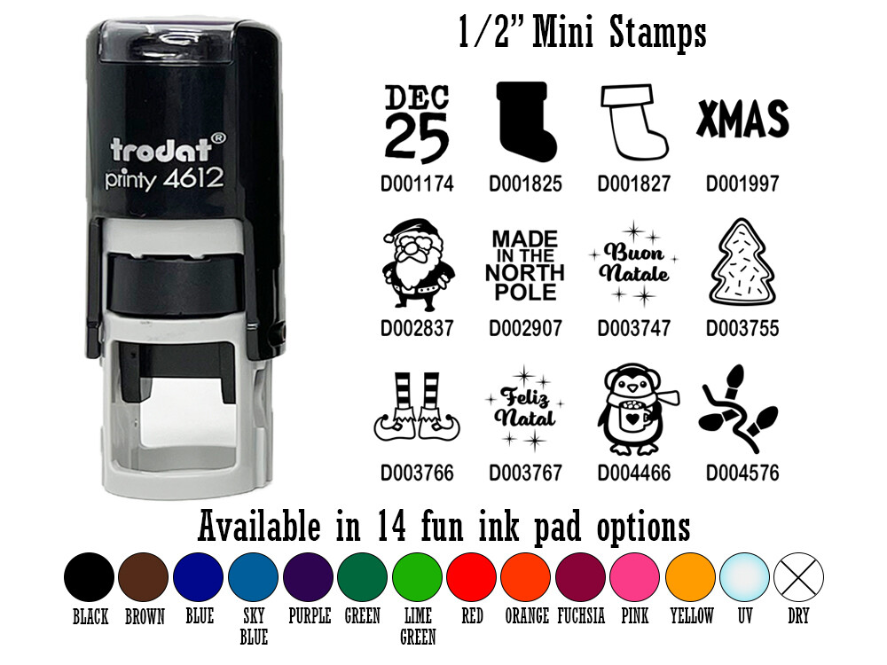 North Pole Merry Christmas 1/2 Inch Self Inking Rubber Stamp