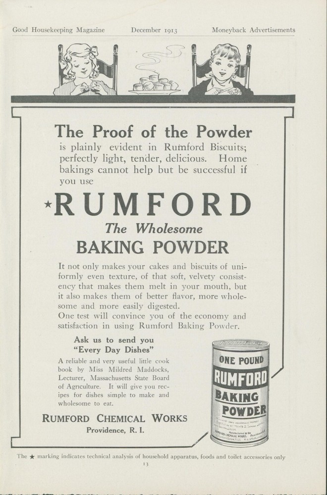 1913 Rumford Baking Powder Proof In Biscuits Every Day Dishes Book Offer Ad GH3