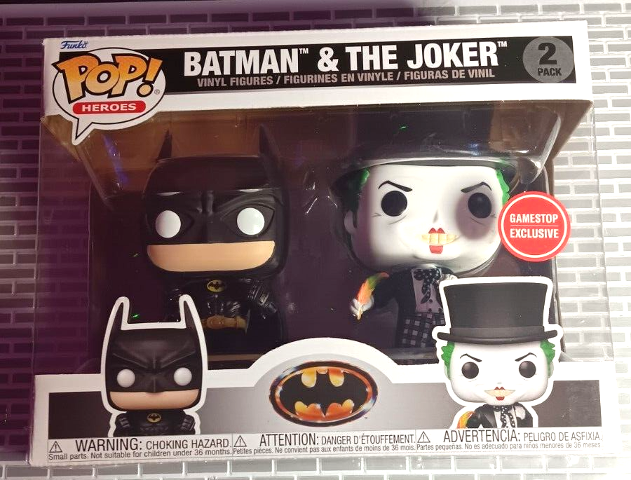 BATMAN AND THE JOKER FUNKO POP HEROES GAMESTOP EXCLUSIVE COLLECTIBLE TOY 2 PACK