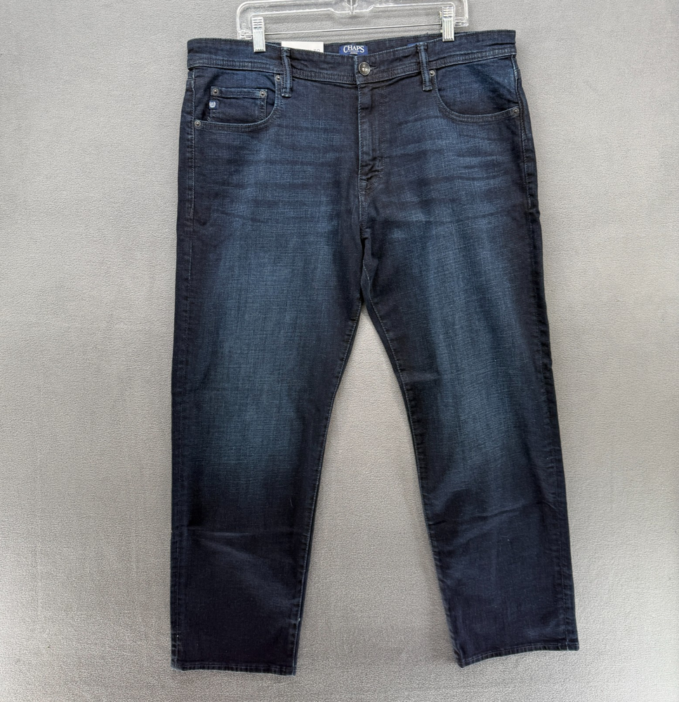 Chaps Jeans Mens 38x30 Blue Denim Slim Straight Mid Rise Dark Wash Pockets NWT