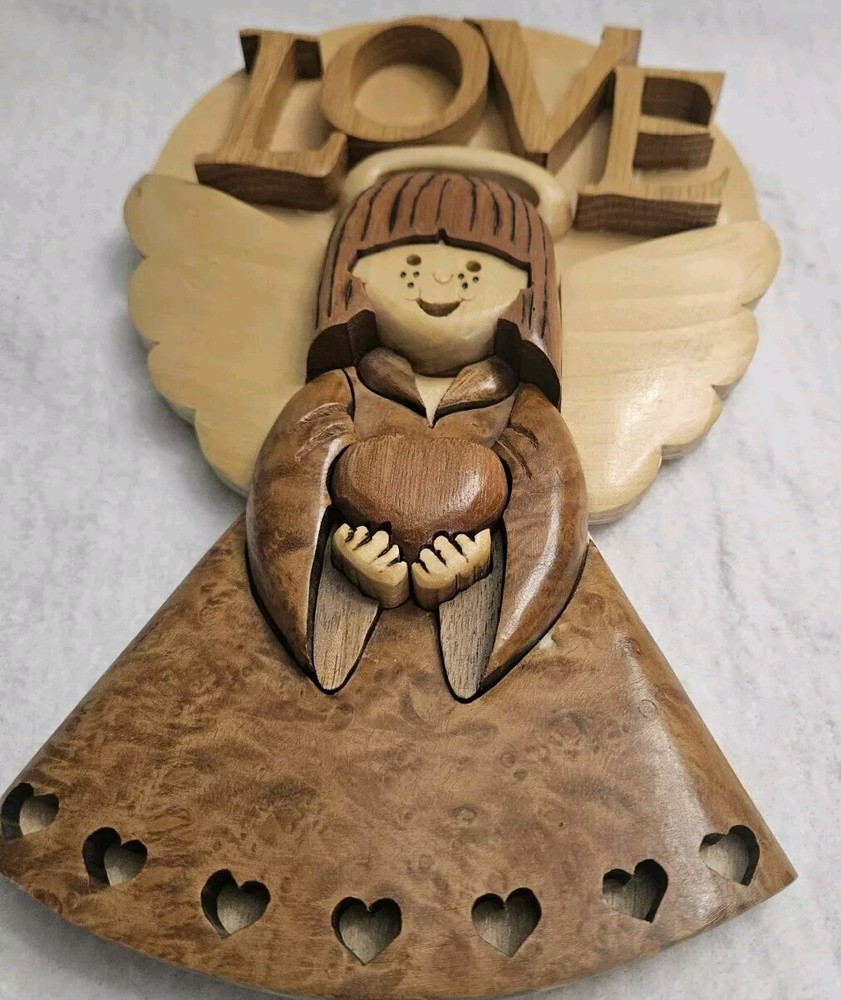 Folk Art Hand Crafted Wooden 3D Angel Wall Art  10