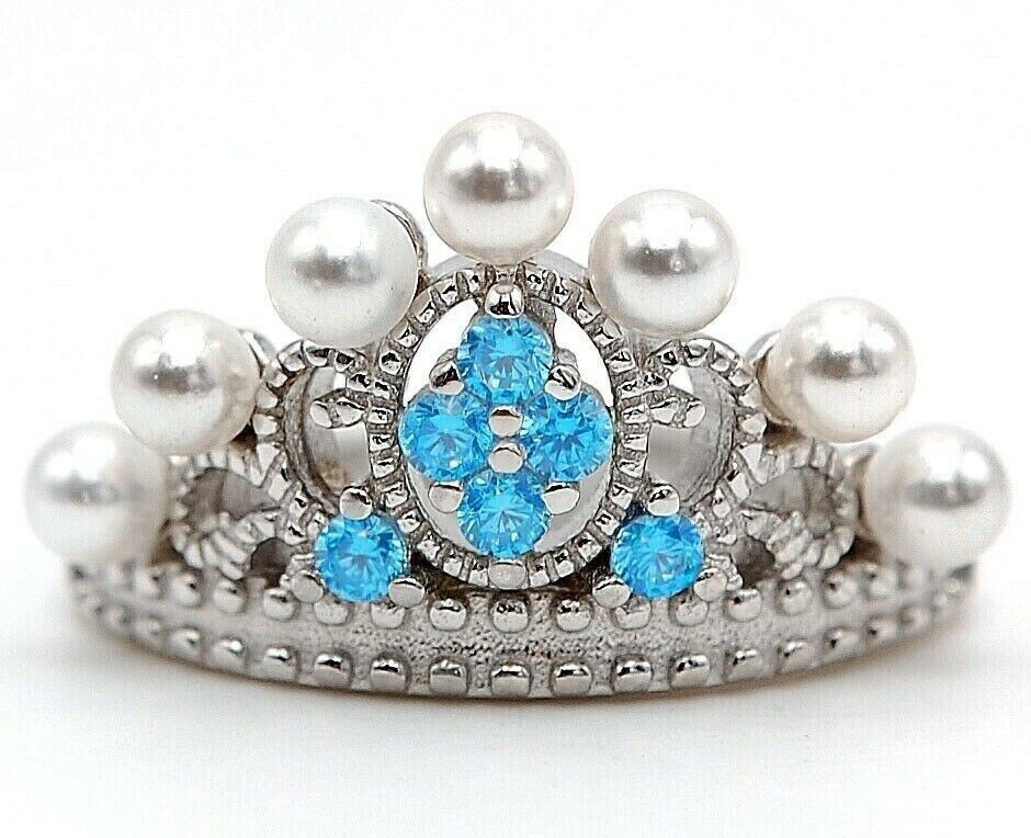 Aquamarine Pearl 925 Sterling Silver Ring Sz 7 Wedding Gift Adjustable Band  
