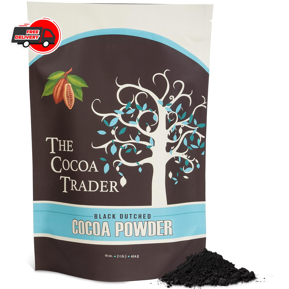 The Cocoa Trader – Black Cocoa Powder For Baking 1Lb – Darkest Dutch P