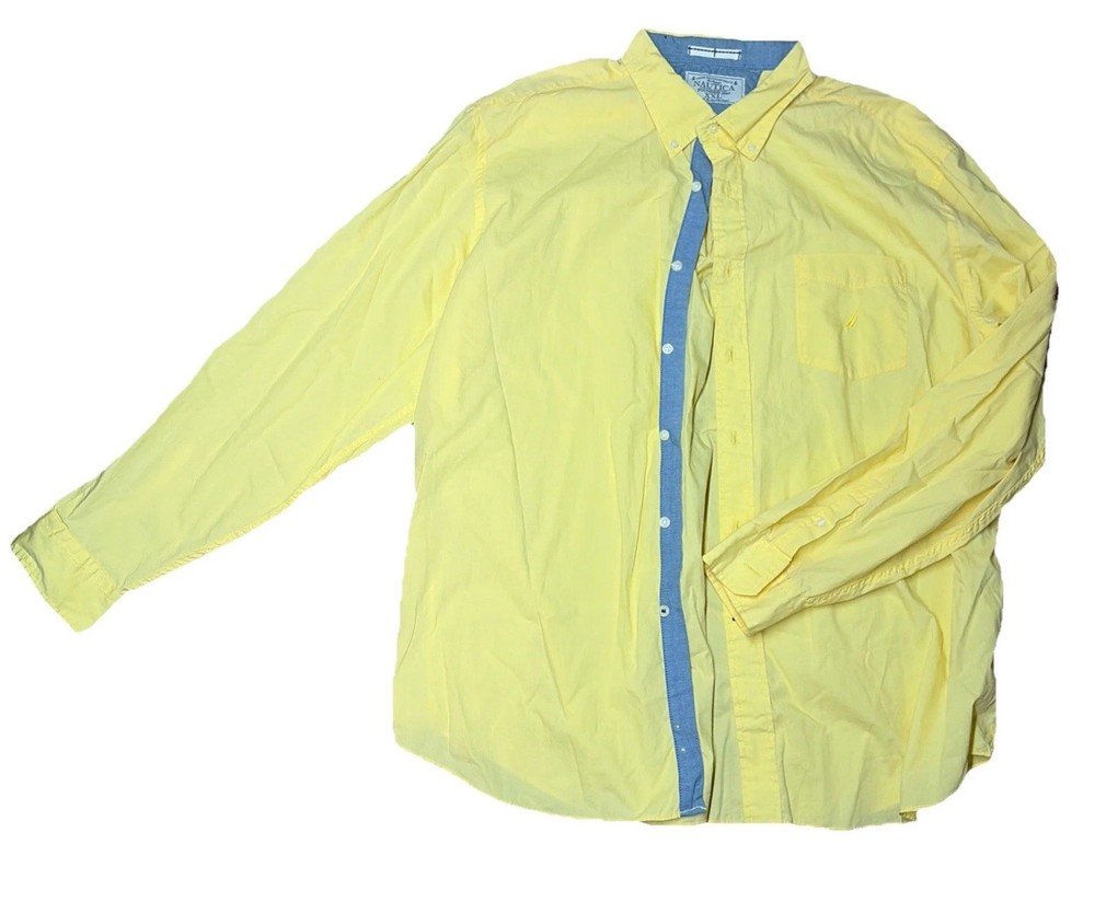 Nautica Men's Yellow Vintage Oxford Button-Down Dress Shirt Size XXL