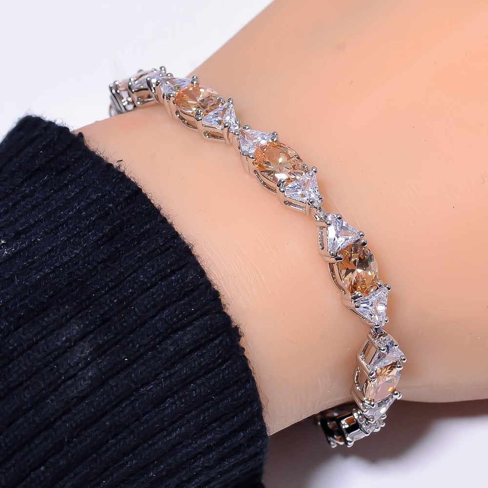 Morganite 925 Sterling Silver Tennis Bracelet 7.99