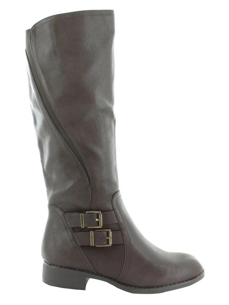 STYLE & COMPANY Womens Gray Milah Almond Toe Block Heel Riding Boot 6.5 M