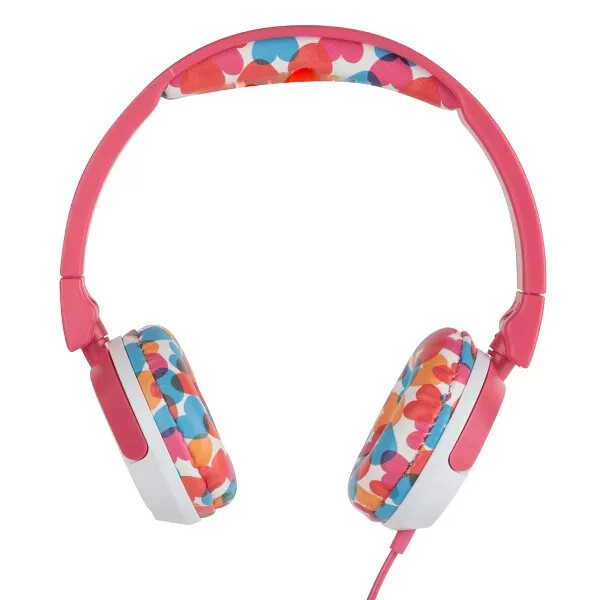 Altec Lansing Kid Safe Wired Over-Ear Headphones Ages 3-5 Pink Hearts