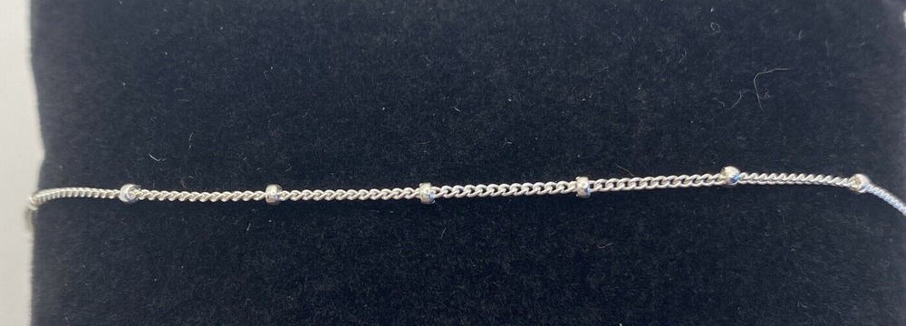Sterling Silver Cable Chain Adjustable Anklet 8 - 10 in. Length Womens Teens 925