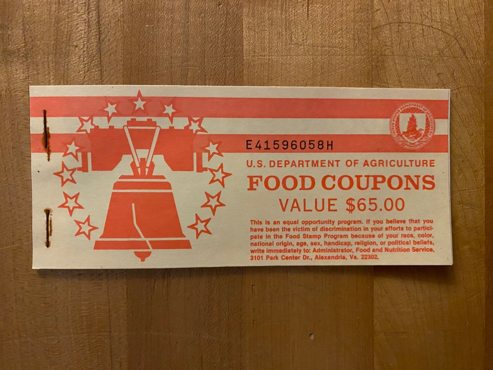 Full $65 Food Stamp Coupon Book issued in 1994, Includes six $10's and five $1's-image