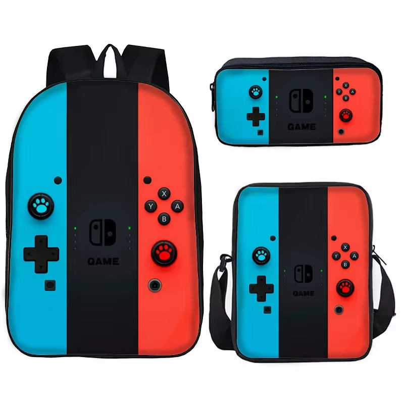 Colorful DIY Game Console Pattern School Bag for Kids & Teens-image