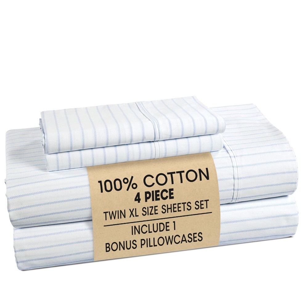 Twin XL Size Bed Sheets– Crisp Percale Weave 100% Cotton Bed Sheets Twin XL S...