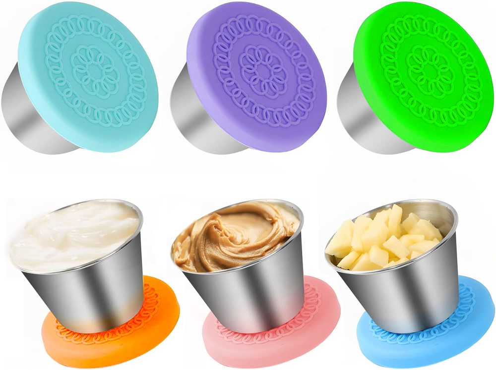 6-Pack 2.5OZ Stainless Steel Condiment Containers for On-the-Go Salad Dressing