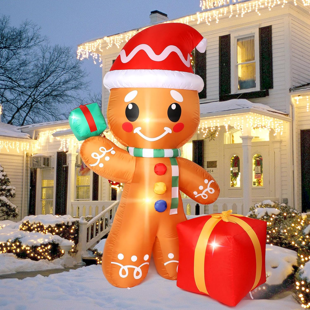 Christmas Inflatable Outdoor Decoration, Long-Lasting 6FT Gingerbread Inflatable