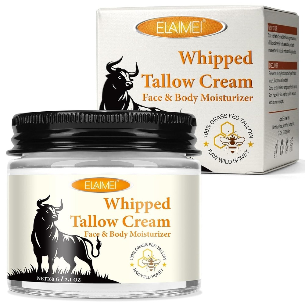 Beef Tallow for Skin -Organic Grass-Fed Whipped Beef Tallow and Honey Balm