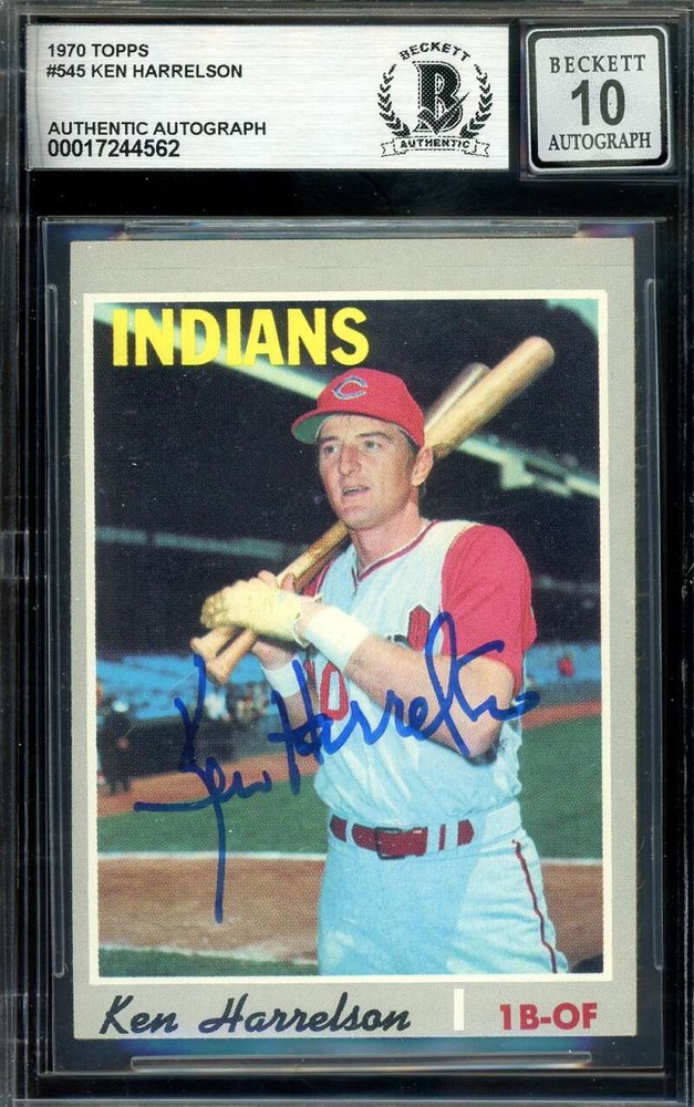 Ken Hawk Harrelson 1970 Topps Autograph PSA 10 Gem Mint Beckett BAS Signed Card