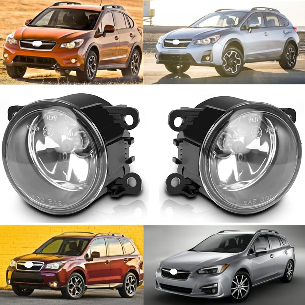 Pair of Front Fog Lights RH LH Compatible With Subaru Impreza 2012-2019 black