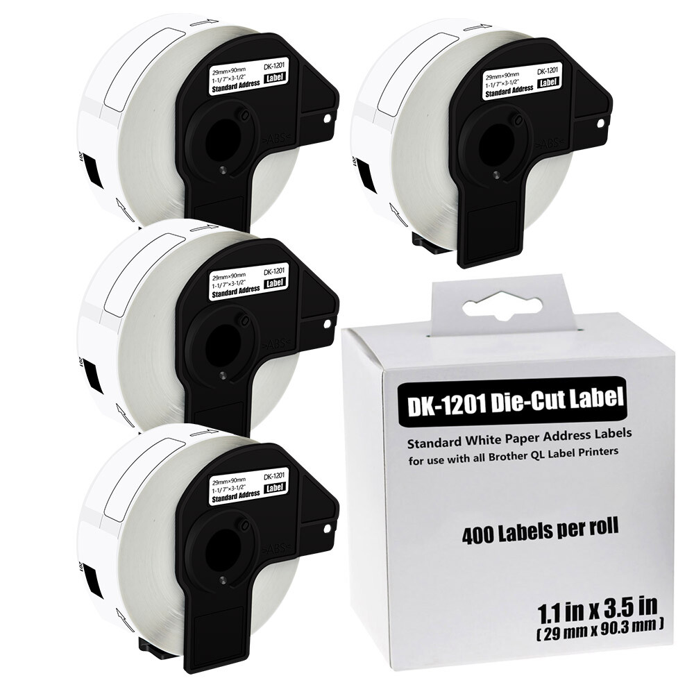 4 Rolls 29mm x 90mm Permanent Frame DK-1201 Labels for Brother QL Printer