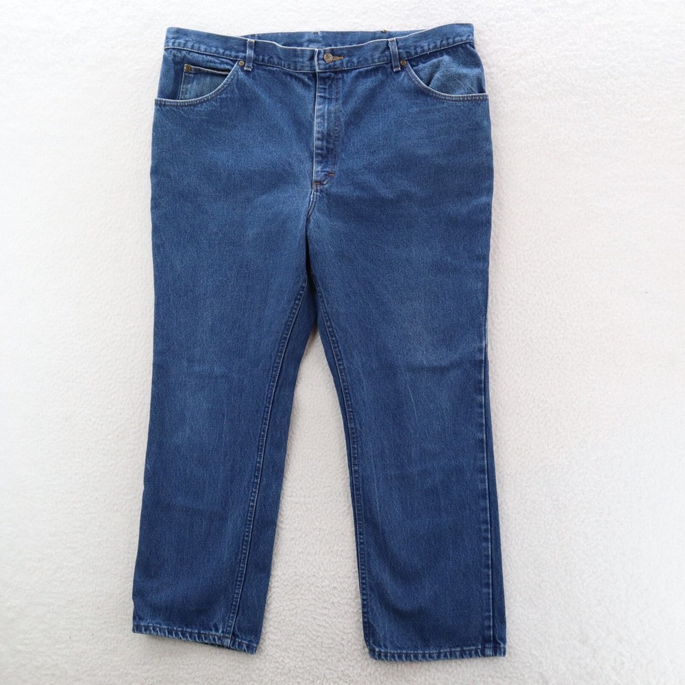 VTG Lee Men's 44x30 Medium Wash Blue Riders Denim Workwear USA Union Made