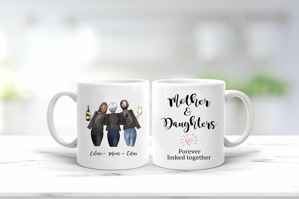 Mother's Day Mug Mother And Daughters Forever Linked Together Mug Mom And
