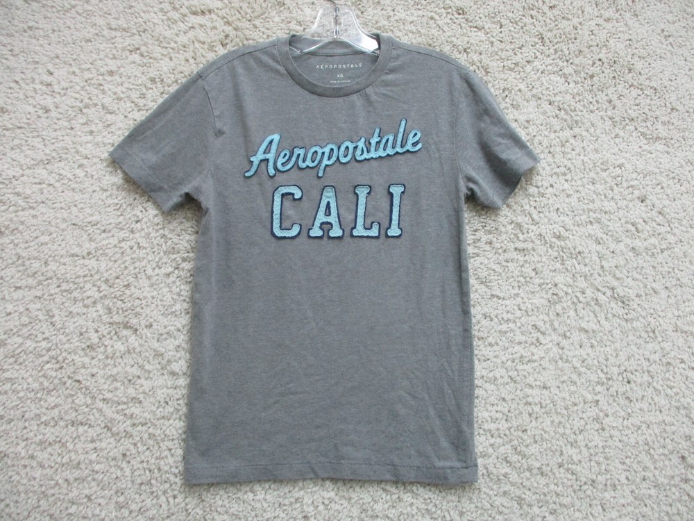 Aeropostale Shirt Extra Small Adult Gray Pullover Spell Out Embossed Logo Mens