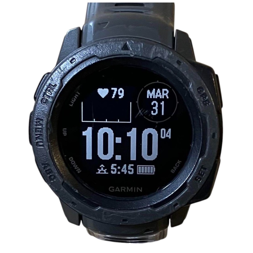 Garmin Instinct Graphite GPS Smartwatch Used with Charging Cable
