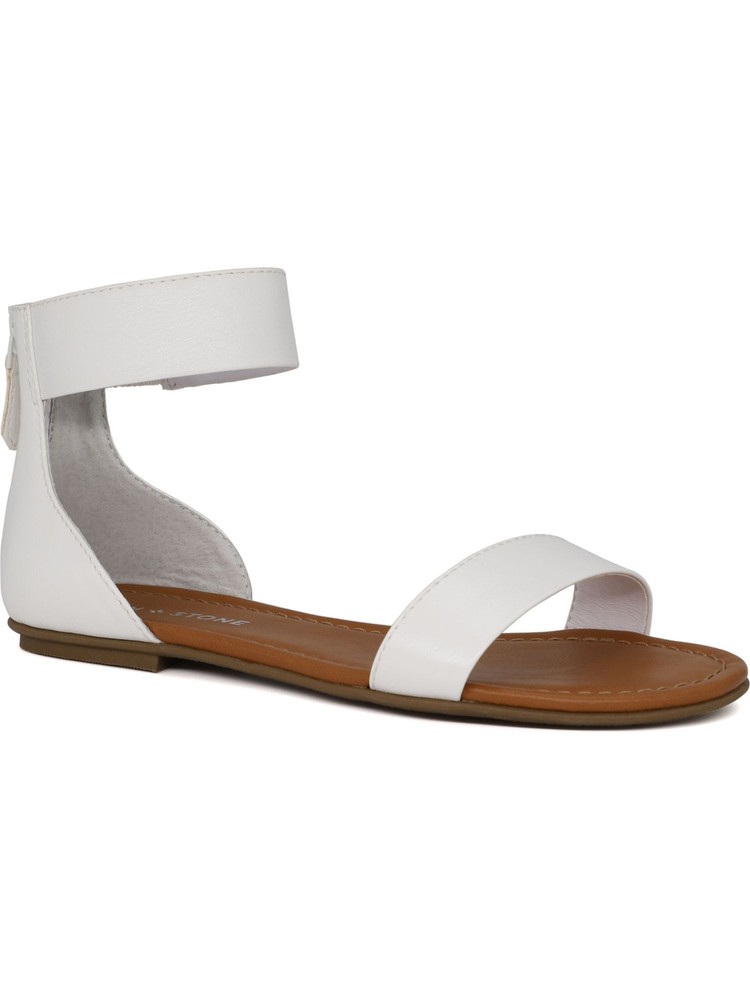 SUN STONE Womens White Gladiator Padded Round Toe Sandals Size 11 M