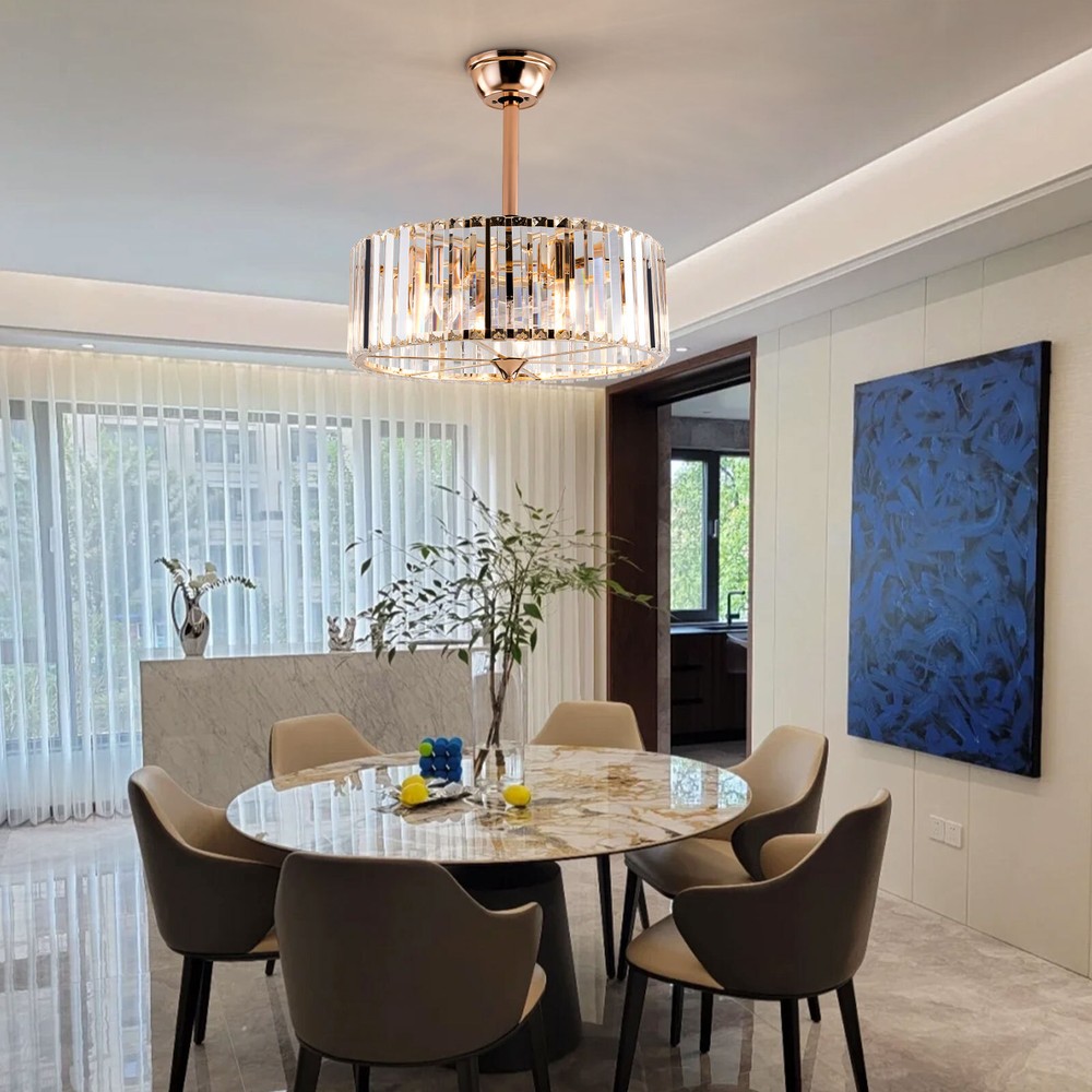 Industrial Remote-Controlled Caged Ceiling Fan with Light for Bedroom