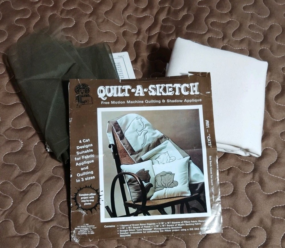 Vintage 1983 Quilt A Sketch Speed Stitch Cat Craft Kit