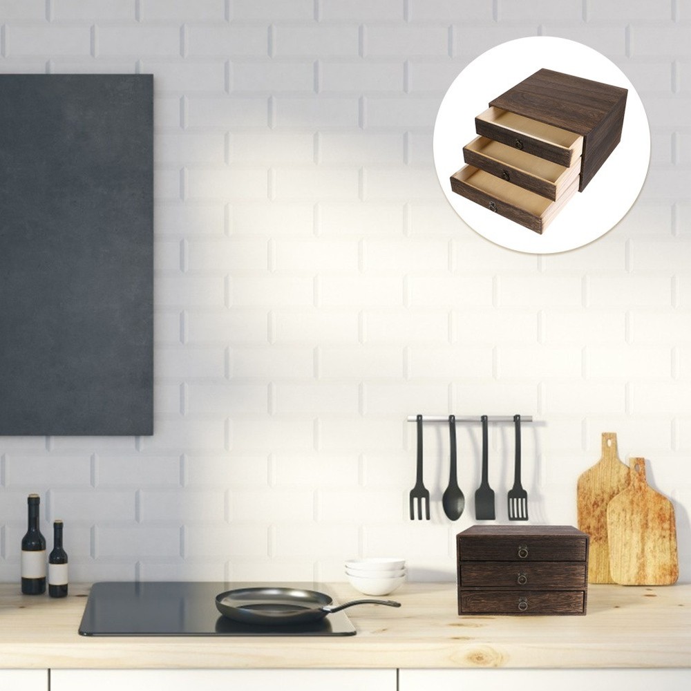 Organizer for Desk Wooden Storage Box Desktop Tabletop Organizers