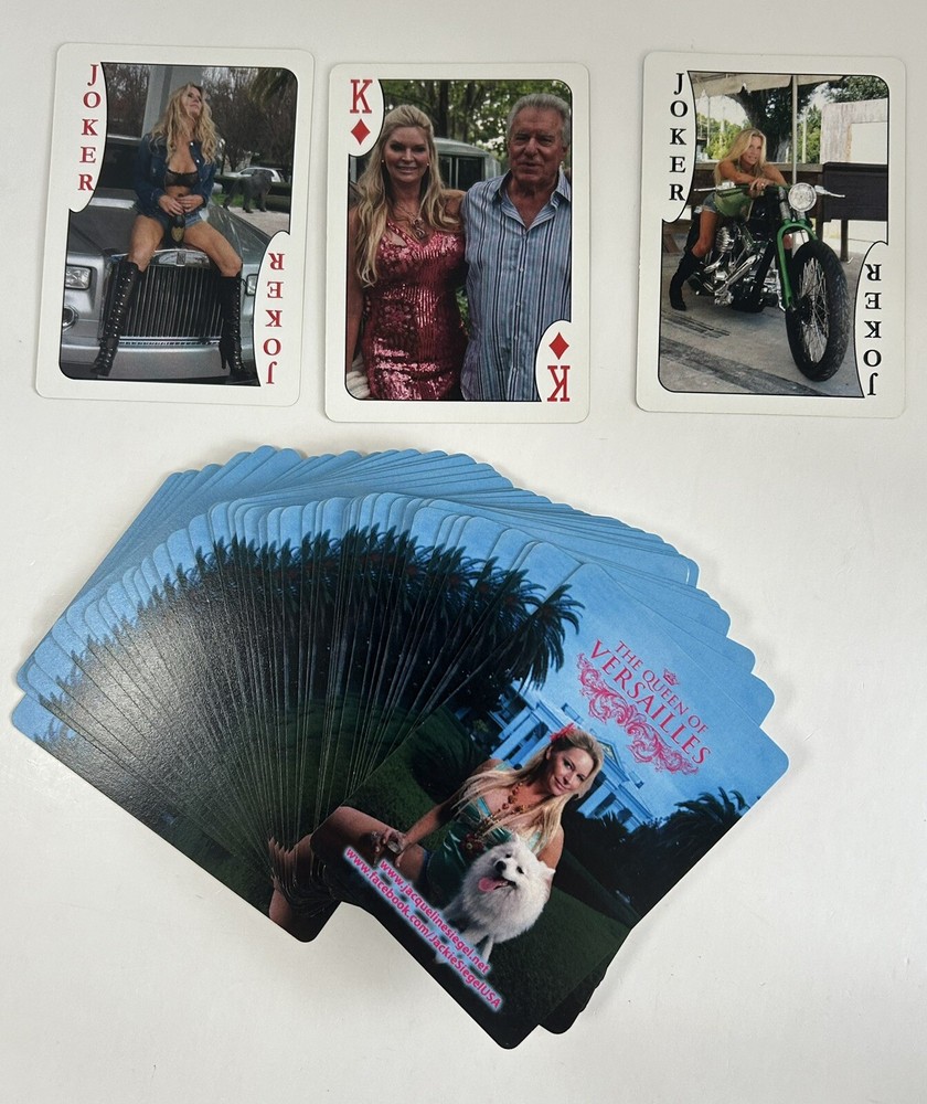 Jackie Siegel Queen of Versailles Playing Cards w Pictures in Acrylic Case