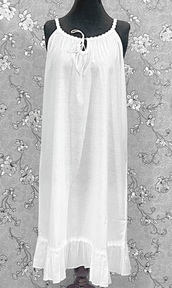 Victorian 100% Cotton Nightgown Sleeveless Ruffle Hem SoieRose SR1170 Sleepwear
