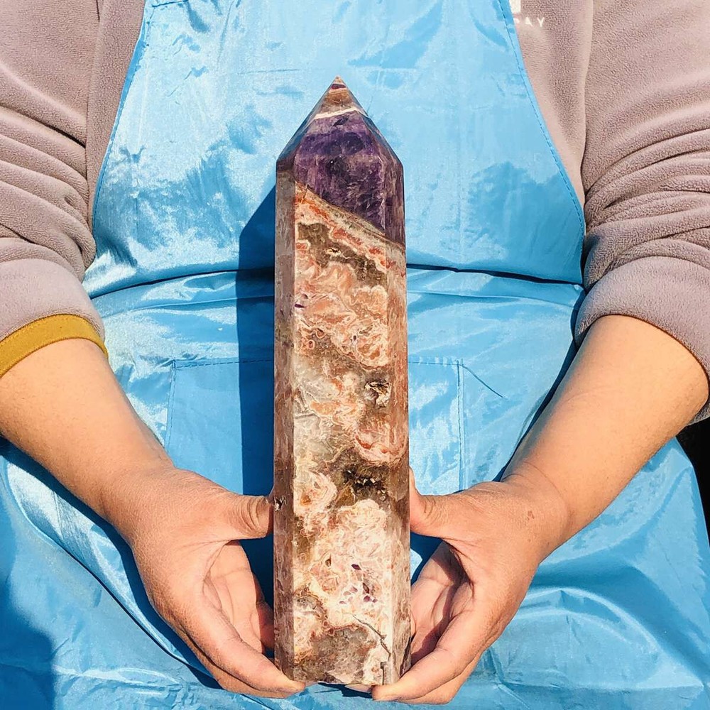 1770g Natural Dreamy Amethyst Obelisk Quartz Crystal Energy Column 3024