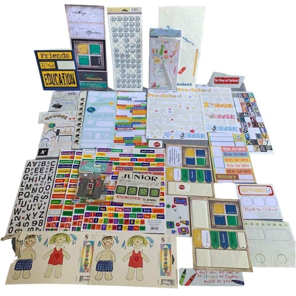 Back To School Scrapbooking Supplies Kit: Stickers Labels & Papers-image