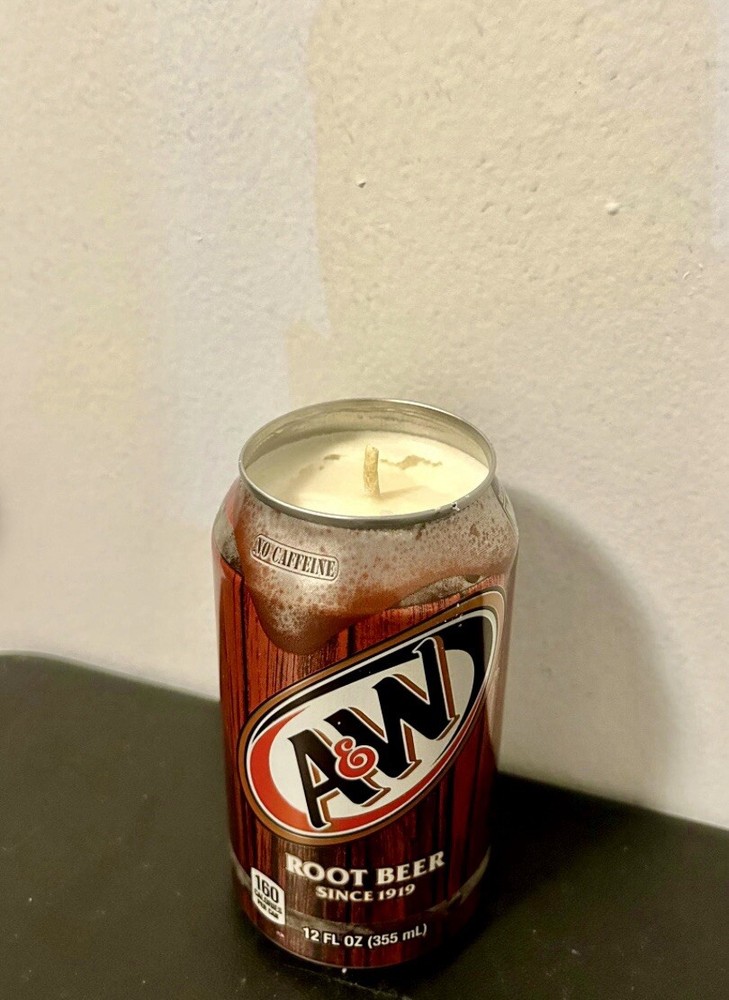 Soy Novelty Candle Up Cycled A&W Root beer Can