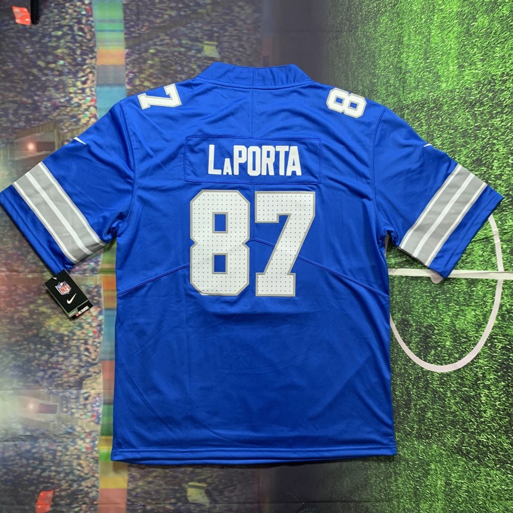 Detroit Lions #87 Sam LaPorta Blue Stitched Football Jersey Mens Large