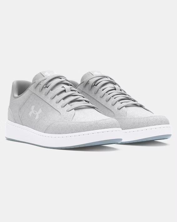 NIB MEN'S UNDER ARMOUR 3028632 100 UA OFFICAIL SUEDE GREY/W SNEAKERS