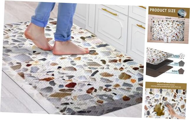 Anti Fatigue Mat - 1/2 Inch Cushioned Kitchen Mats - Non Slip Foam Comfort
