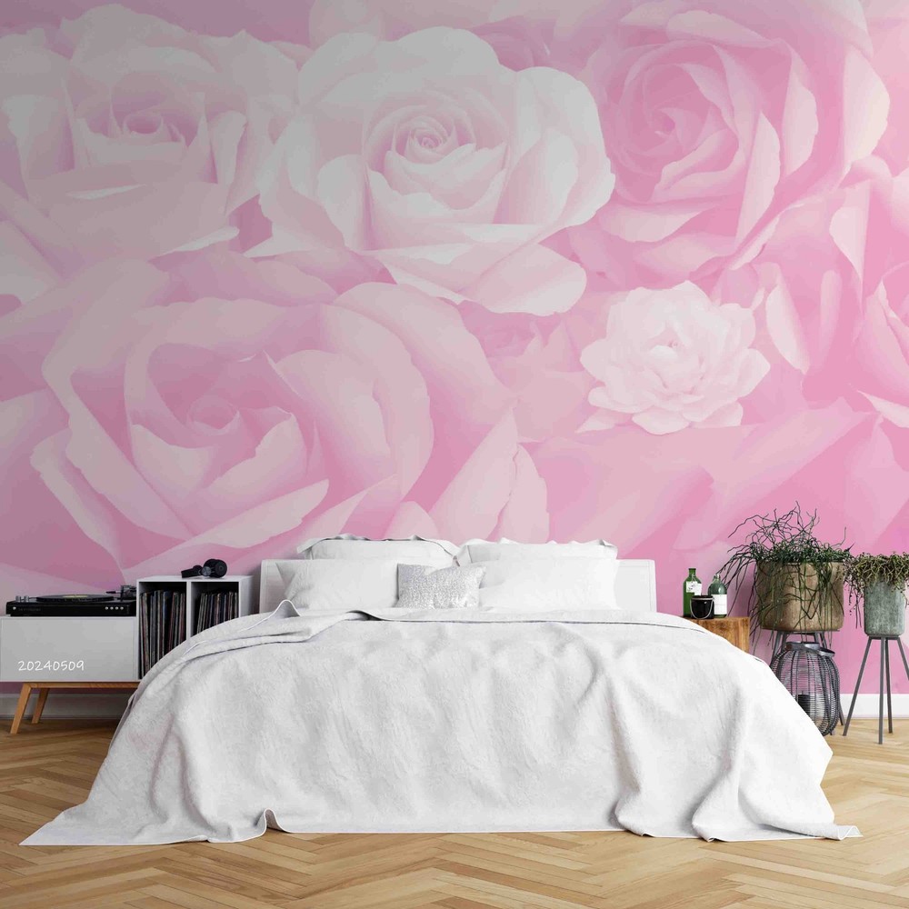 3D Pink Rose Plant Close-up Wall Murals Wallpaper Murals Wall Sticker 16
