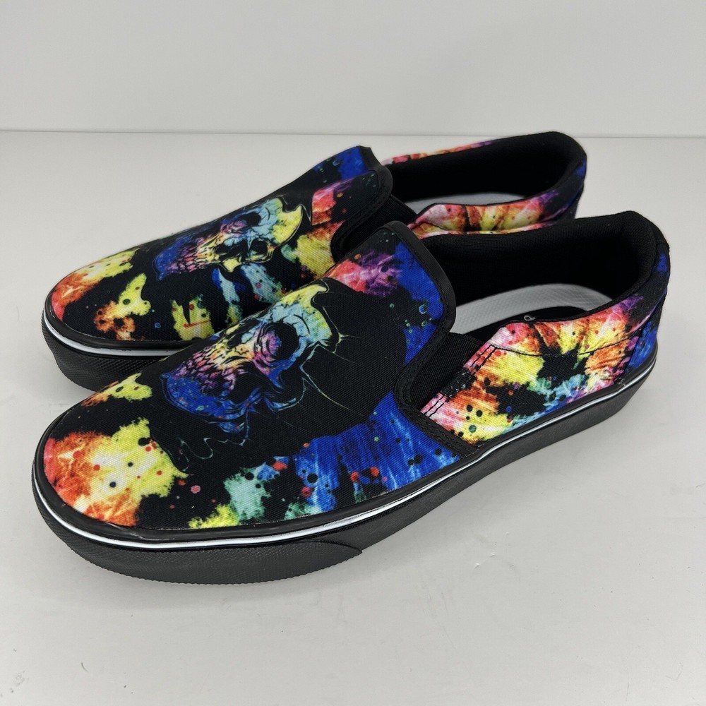 RAAD Unisex Adult Skull Print Slip-On Skate Shoes Womens Sz 8W Men's Sz 6
